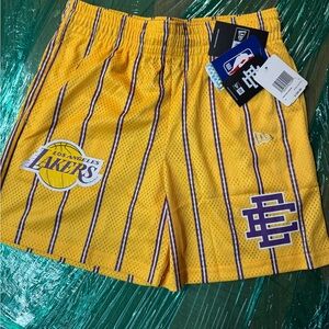 Brand New!! Eric Emanuel X New Era X NBA LA Lakers Mesh Shorts. Sz. M